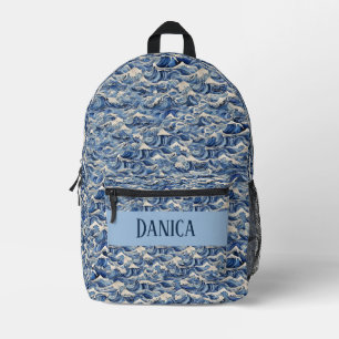 Blaue Wellen Bedruckter Rucksack