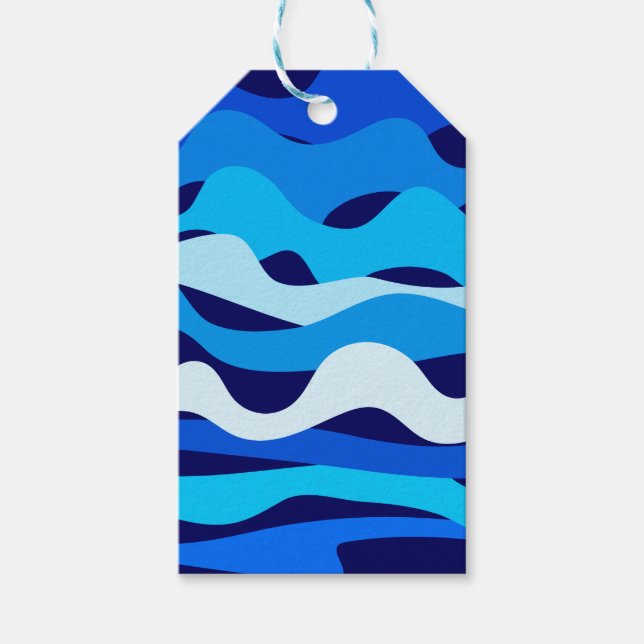 Blaue Wellen Geschenkanhänger (Vorderseite)