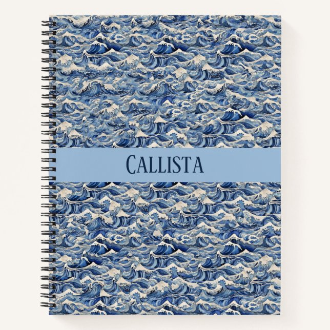 Blaue Wellen Notizbuch (Vorderseite)