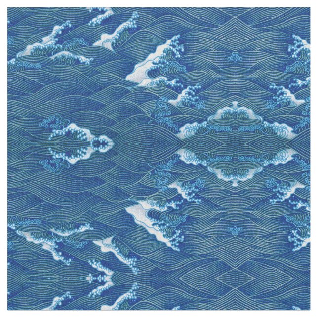 Blaue Wellen Stoff (Nahaufnahme)