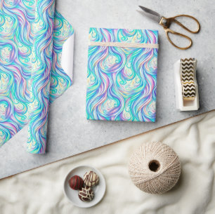 Blaue Wellen Twirbel und Wirbel Muster Geschenkpapier
