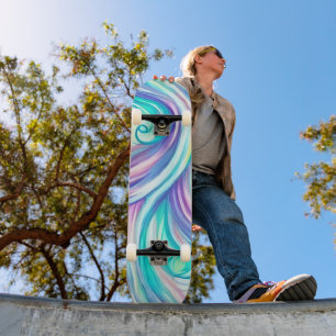 Blaue Wellen Twirbel und Wirbel Muster Skateboard