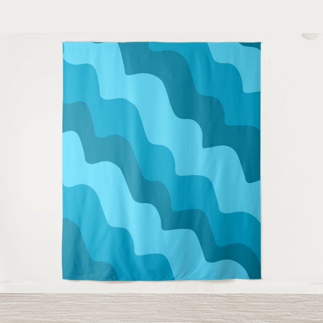 Blaue Wellen Wandteppich (Vorderseite)