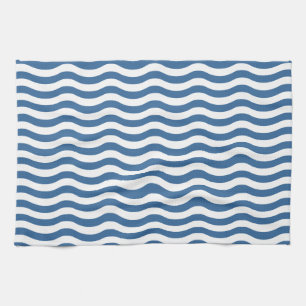 Blaue Wellenform-Navy-Muster Anpassen des Hintergr Handtuch