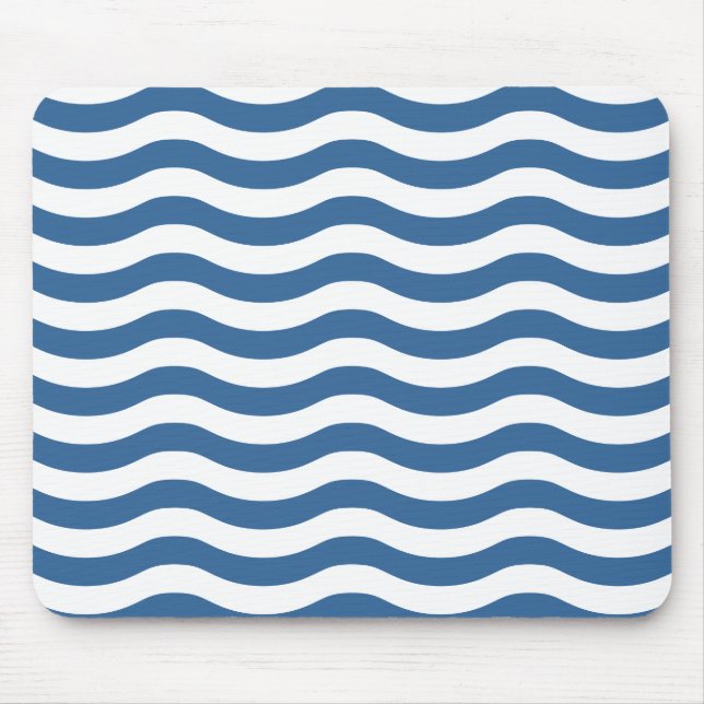 Blaue Wellenform-Navy-Muster Anpassen des Hintergr Mousepad (Vorne)