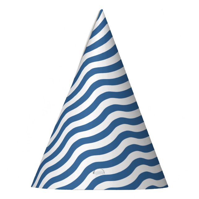 Blaue Wellenform-Navy-Muster Anpassen des Hintergr Partyhütchen (Links)