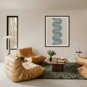 Blaue wellenförmige Linien Moderne Minimalistische Poster