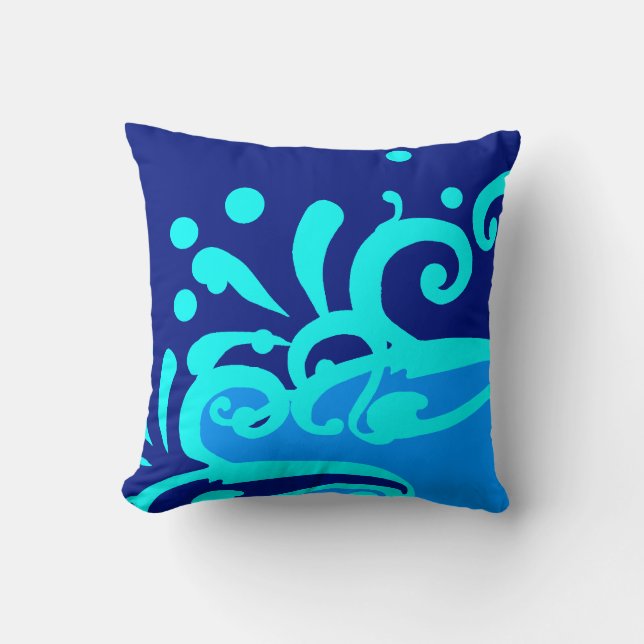 Blaue Wellenkissen Kissen (Vorderseite)