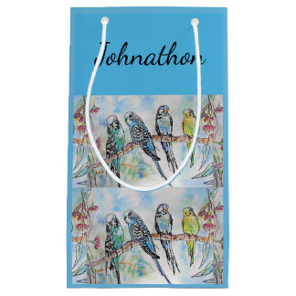 Blaue Wellensittich Wellensittiche Kunst Aquarell Kleine Geschenktüte