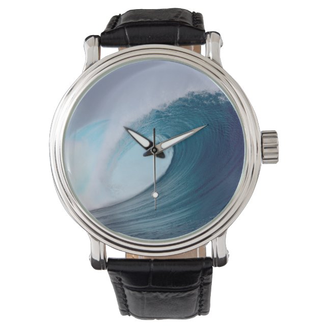 Blaue Wellenwelle tropischer Ozean Armbanduhr (Vorderseite)