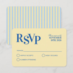 Blaue wellige Cabana-Streifen Hochzeit-Antwortkart RSVP Karte