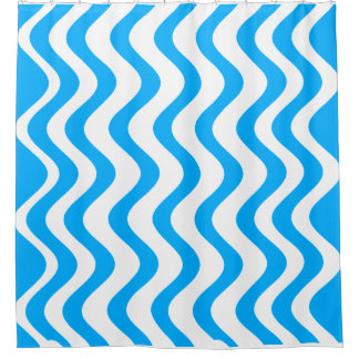 Blaue wellige Linien Duschvorhang