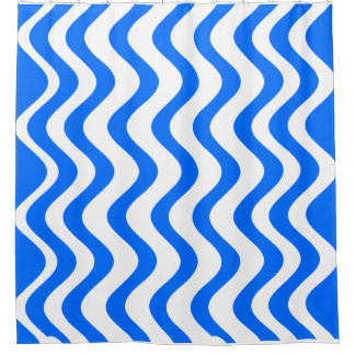 Blaue wellige Linien Duschvorhang