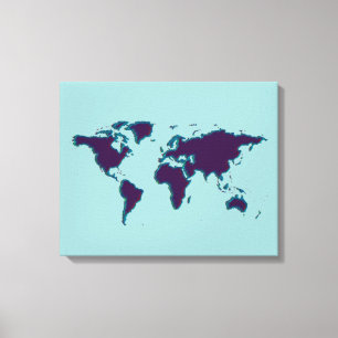 Blaue Weltkarte Leinwanddruck