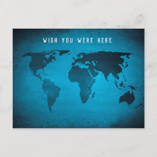 Blaue Weltkarte Postkarte