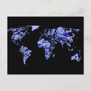 Blaue Weltkarte Postkarte