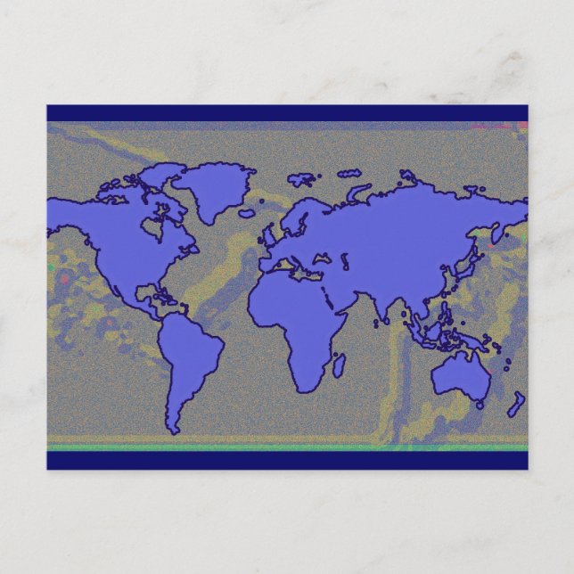 Blaue Weltkarte Postkarte (Vorderseite)