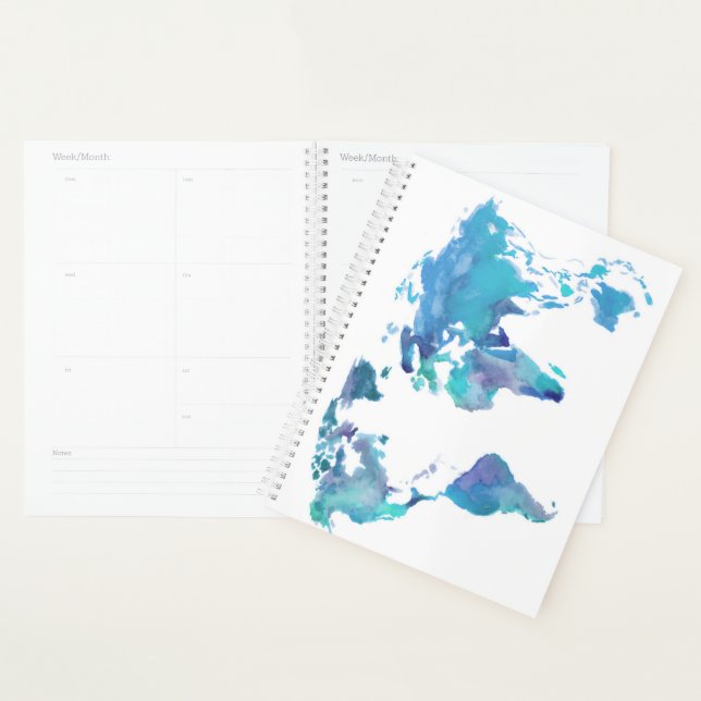 Blaue Weltkarte von Watercolor Planer (Anzeige)
