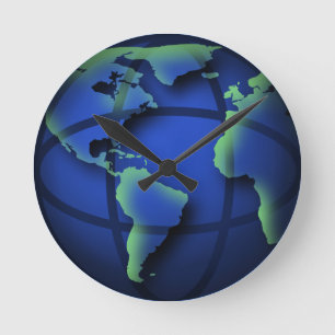 Blaue Weltkugel-coole mittlere runde Wand-Uhr Wanduhr