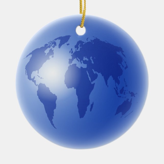 Blaue Weltkugel Keramikornament (Vorne)