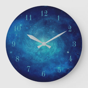 Blaue Weltraum-Galaxie Große Wanduhr