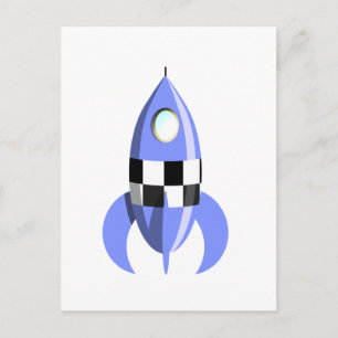Blaue Weltraumrakete Postkarte