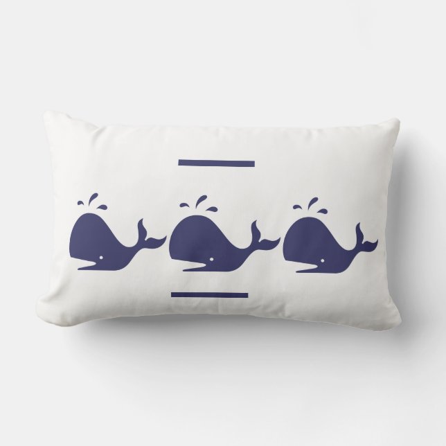 BLAUE WHALE White PILLOW Küstenleben Lendenkissen (Vorderseite)