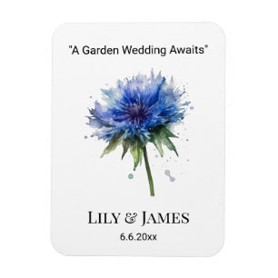 Blaue Wiese Magie: Aquarellblume Kunst Magnet