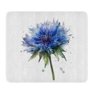 Blaue Wiese Magie: Aquarellblume Kunst Schneidebrett