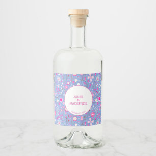 Blaue Wildblume Blumenmuster Alkoholflaschenetikett