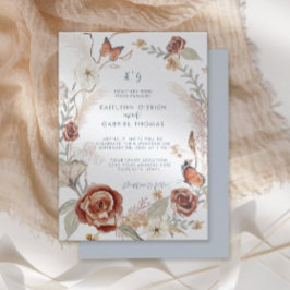 Blaue Wildblume Blumenreath Butterfly Grüne Einladung