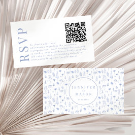 Blaue Wildblume Hochzeit RSVP QR-Code-Karten Begleitkarte