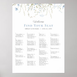 Blaue Wildblume Periwinkle Hochzeitstabelle Poster