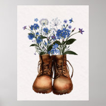 Blaue Wildblume Wanderstiefel Außenbereich