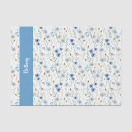 Blaue Wildblume Wasserfarbe Seidenpapier
