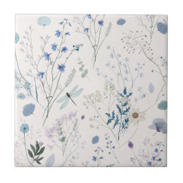 Blaue Wildblume Wiese Nahtlose Keramik Tile Fliese