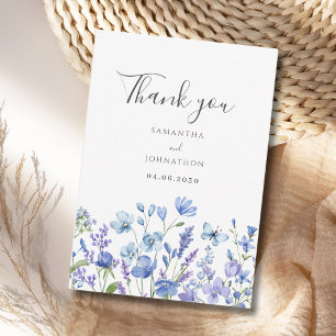 Blaue Wildblumen-Blumen-Hochzeits-Dankeskarten Dankeskarte