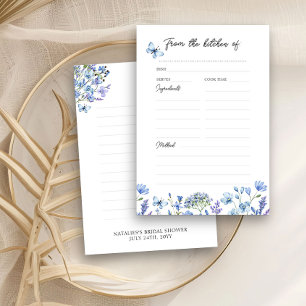 Blaue Wildblumen Delikate Blumenrezeptkarte Begleitkarte