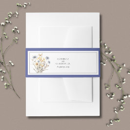 Blaue Wildblumen Elegante Hochzeit Einladungsbanderole