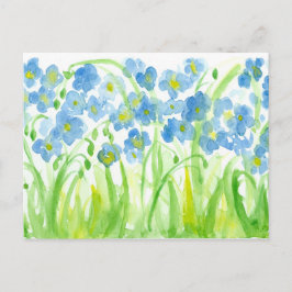 Blaue Wildblumen Flachs Botanische Farbe Postkarte
