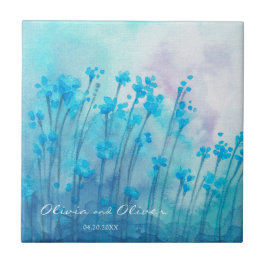 Blaue Wildblumen Fliese