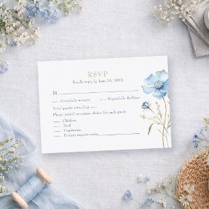Blaue Wildblumen-Gartenhochzeits-Antwortkarte RSVP Karte
