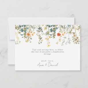 Blaue Wildblumen-Hochzeit Dankeskarte