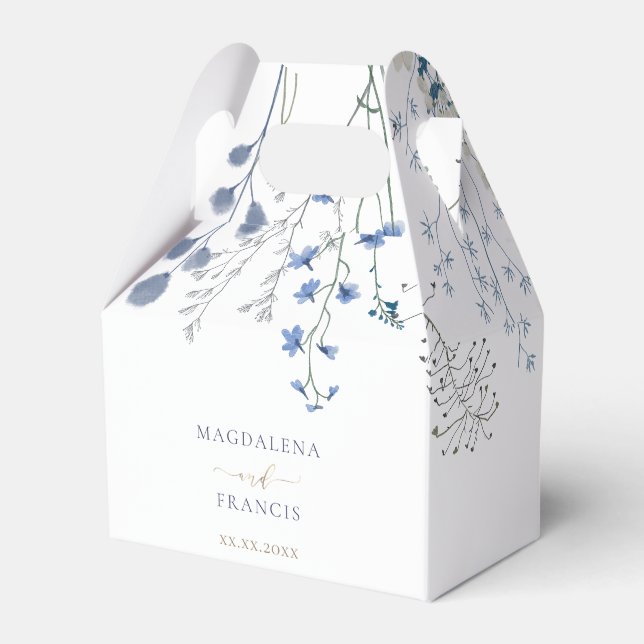 Blaue Wildblumen Hochzeit Geschenkschachtel (Vorderseite)