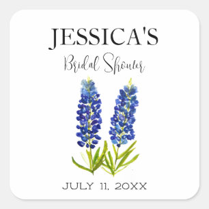 Blaue Wildblumen-Hochzeitsdusche Bluebonnets Quadratischer Aufkleber