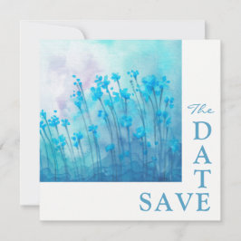 Blaue Wildblumen Hochzeitsstichtag speichern Einladung