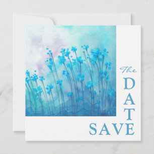 Blaue Wildblumen Hochzeitsstichtag speichern Einladung