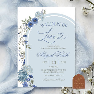 Blaue Wildblumen-Hortensie Wild Verliebt Braut- Einladung