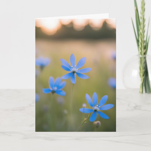 Blaue Wildblumen im Feld für Beileid Karte (Vorderseite)