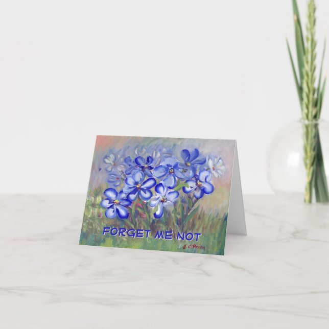 Blaue Wildblumen in einem Kunsthandwerk Karte (Vorderseite)